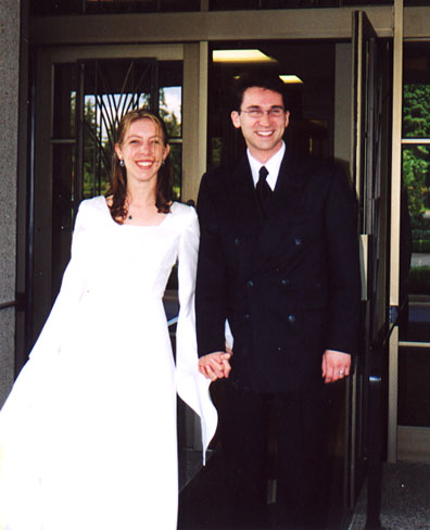 [Rachel and Robert emerging from the temple.]